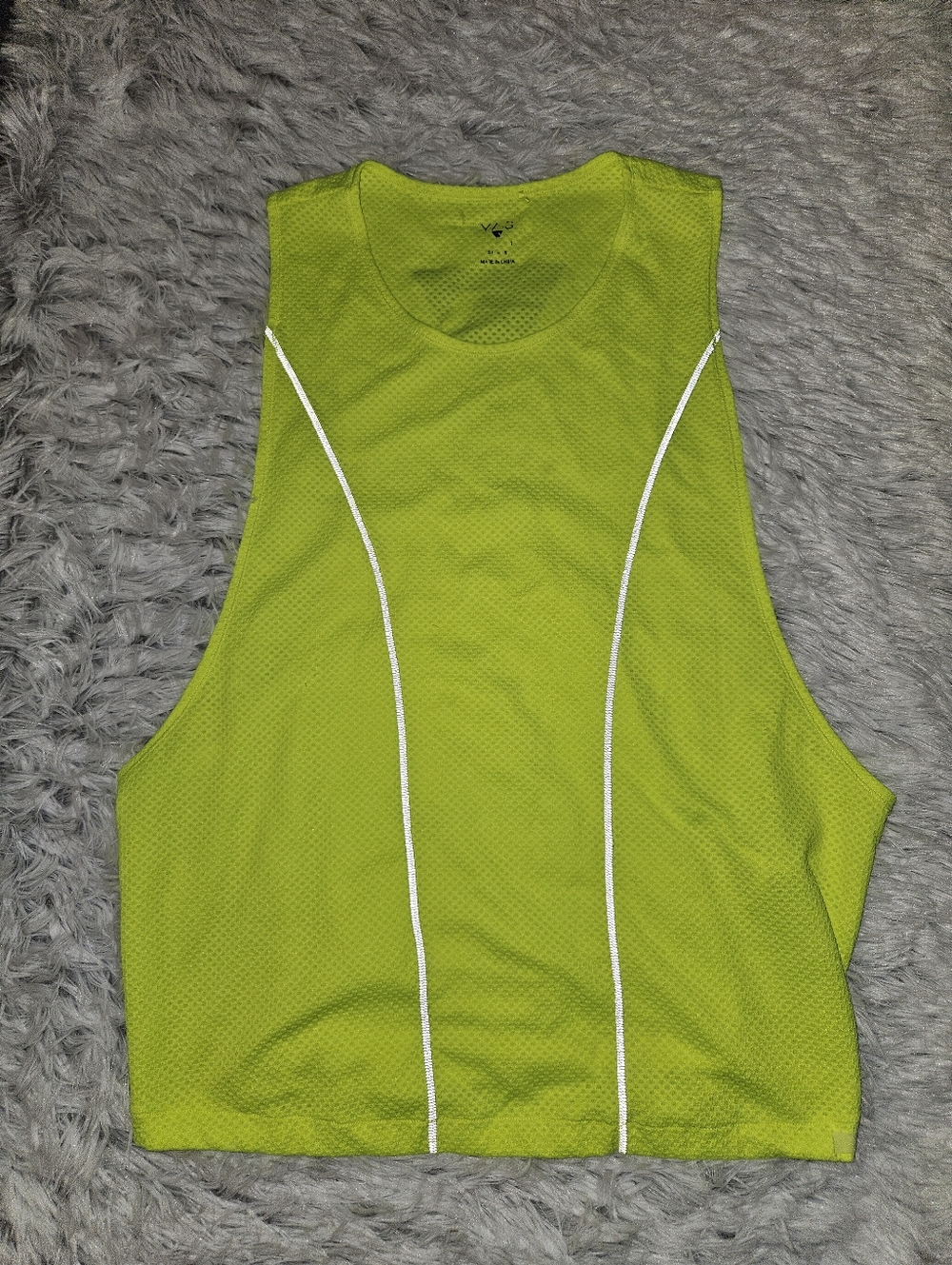 YAS Neon Green Reflective Muscle Tank Top Lightweight Activewear Size M